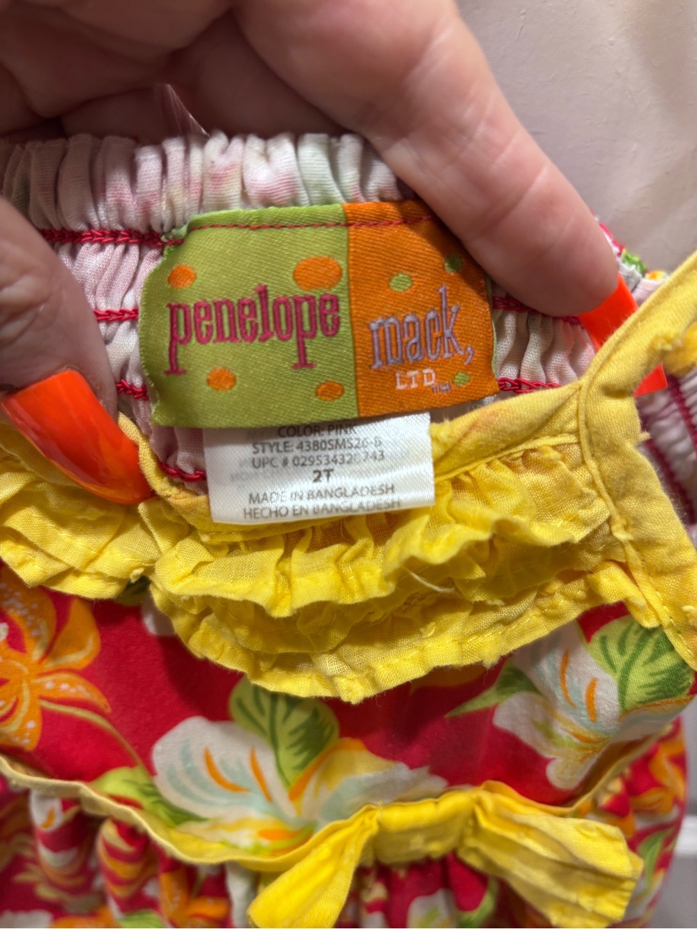 Penelope Mack Red Floral Sundress with Yellow Ruffle - Picture 3 of 3